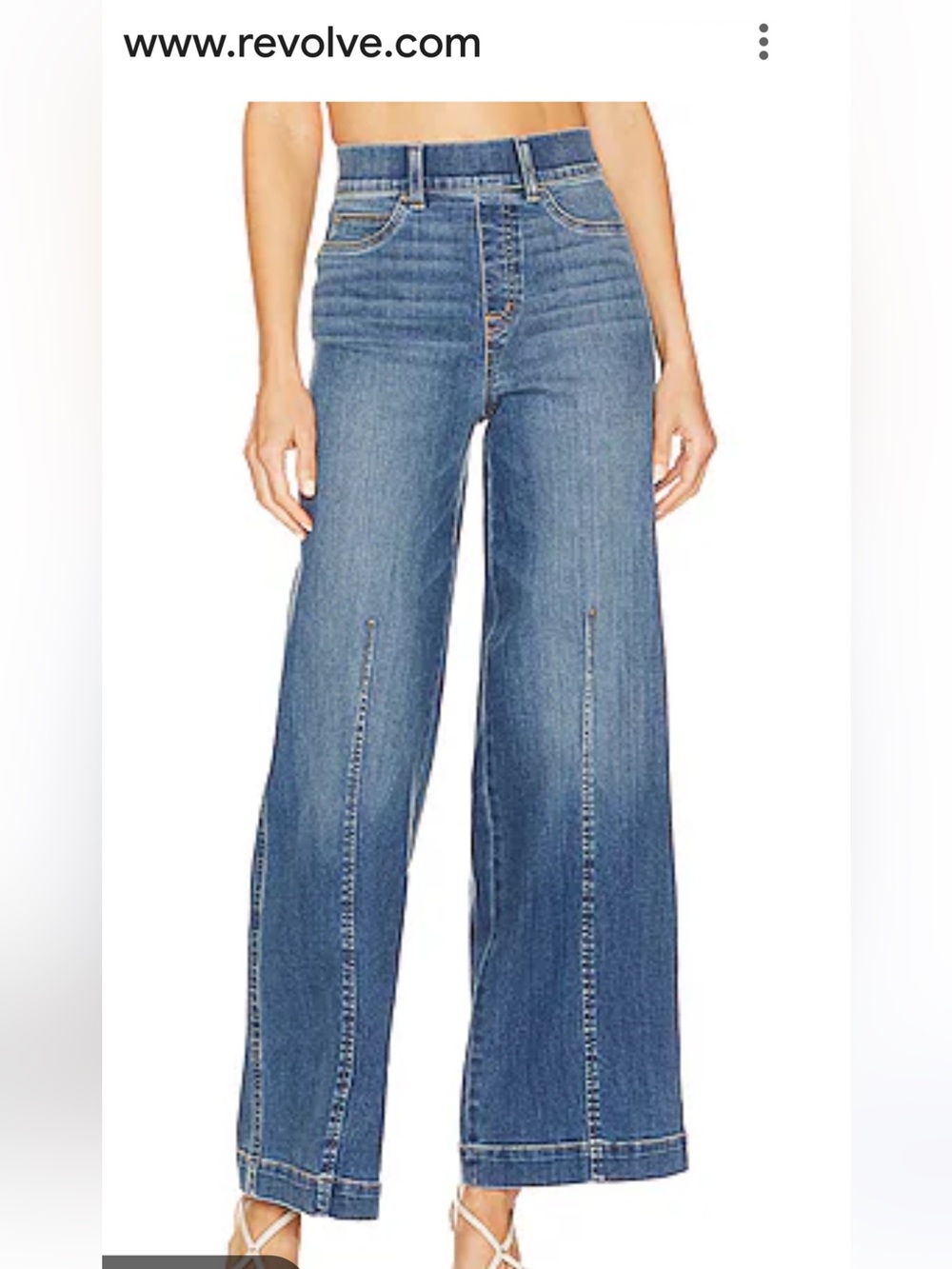 SPANX SEAMED FRONT WIDE LEG PULL ON JEANS IN VINTAGE INDIGO STRETCH SIZE MEDIUM